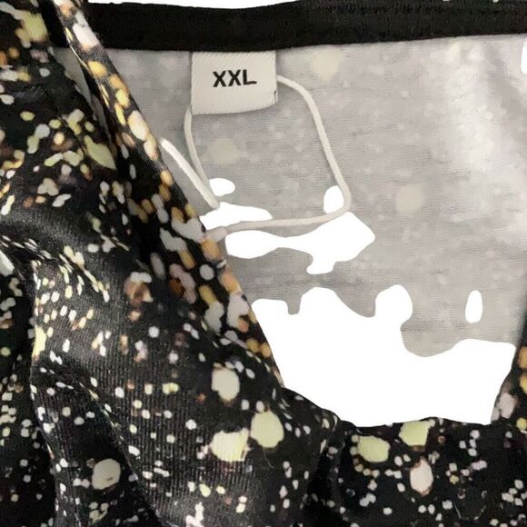 Unbranded Black Splatter Double Strap Cold Shoulder Knee length Dress Sz XXL - Picture 6 of 6